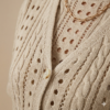 Gemini_Generated_Image_1pl3e41pl3e41pl3 (1) Elegant Beige Short-Sleeved Pointelle & Cable Knit Cardigan - Chic V-Neck, Summery Cropped Top