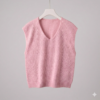 Premium Soft Knit V-Neck Sweater Vest - Candy Pink