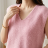 Premium Soft Knit V-Neck Sweater Vest - Candy Pink