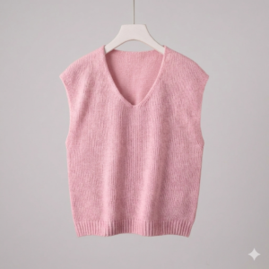 Premium Soft Knit V-Neck Sweater Vest - Candy Pink