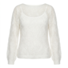 Elevate Your Style: Ethereal White Mohair and Lace Sweater