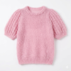 Premium Women’s Light Pink Puff Sleeve Mohair Knit Top – Soft Fuzzy Crewneck Pullover, Intricate Open-Knit Sleeve Pattern, Urban Café Chic & Cozy Outerwear