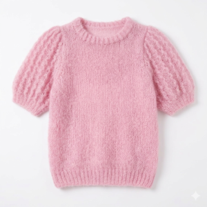 Gemini_Generated_Image_4csywj4csywj4csy Premium Women’s Light Pink Puff Sleeve Mohair Knit Top – Soft Fuzzy Crewneck Pullover, Intricate Open-Knit Sleeve Pattern, Urban Café Chic & Cozy Outerwear