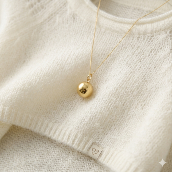 Premium Women’s Off-White Mohair Short Sleeve Top with Intricate Raglan Lace Patterns and Gold Ball Pendant Necklace