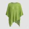 Lime Green Asymmetrical Textured Knit Poncho - Loose Fit, Semi-Sheer